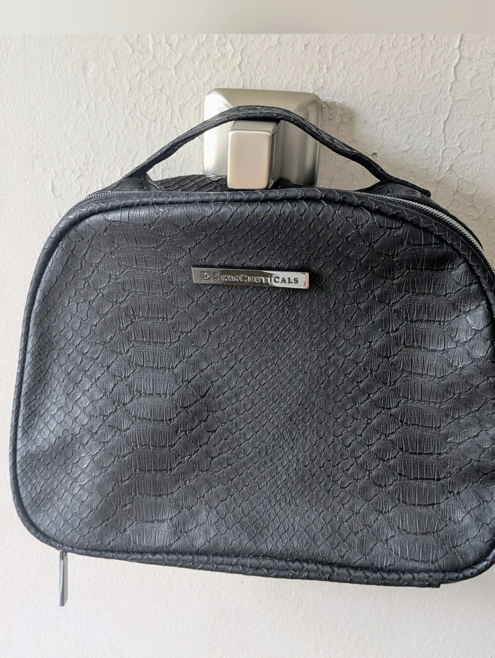 SkinCeuticals Black Faux Snakeskin Cosmetic Case